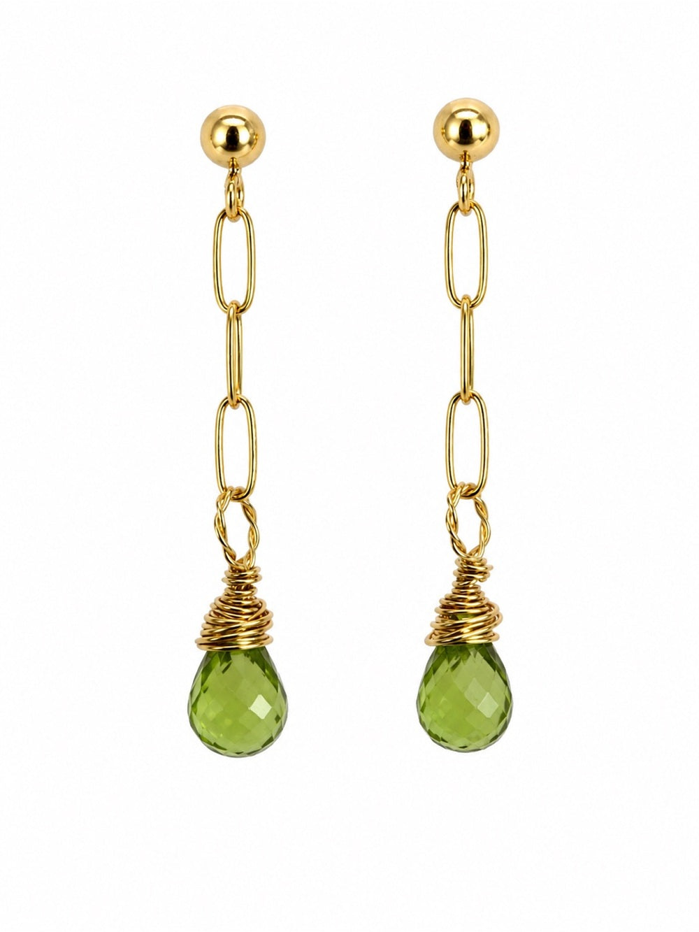 P0018 Peridot Paperclip Stud Earrings