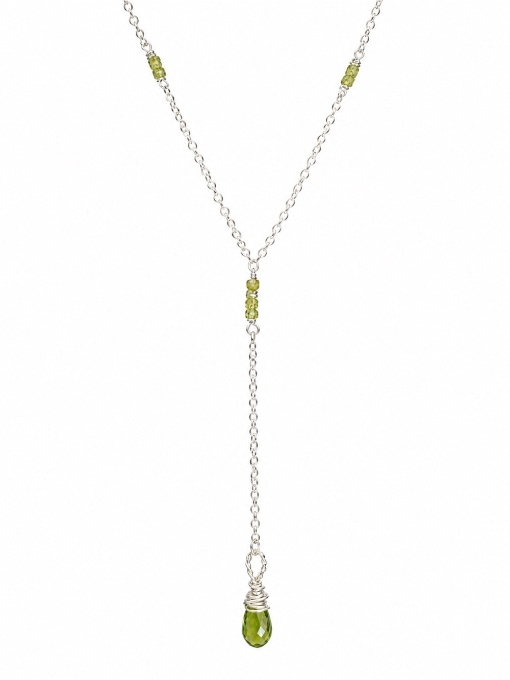 N033 Peridot Lariat Necklace