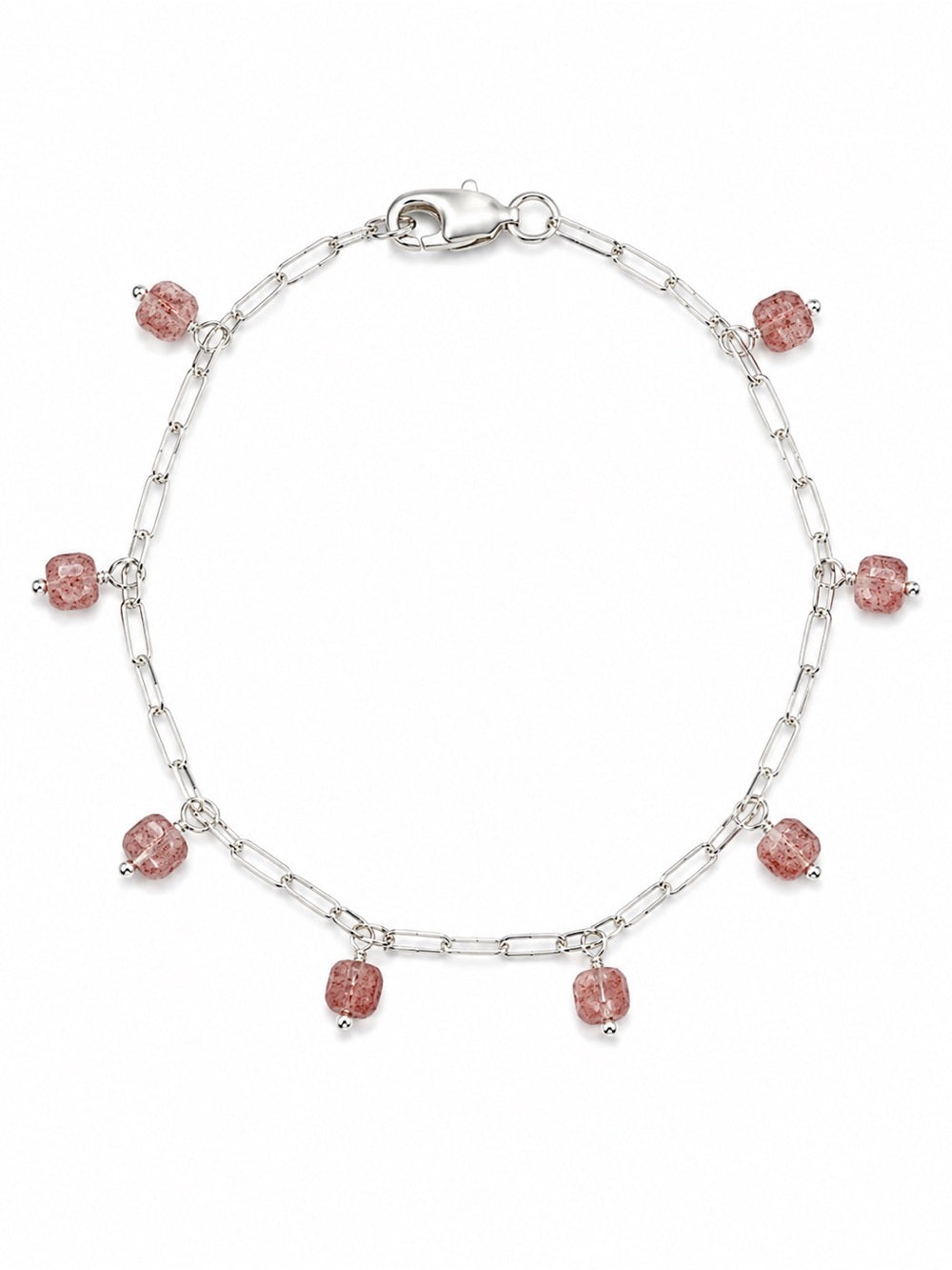 B078 Strawberry Quartz Paperclip Bracelet