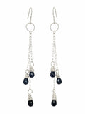 HK0079 Sapphire Dangle Hook Earrings
