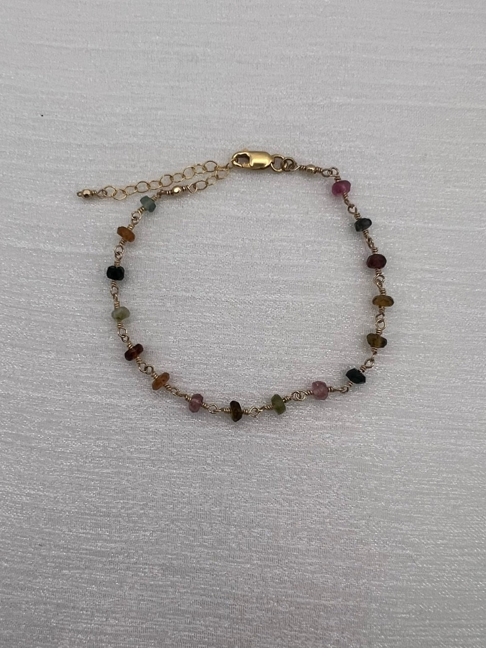 Handmade Rainbow Tourmaline Gold Bracelet