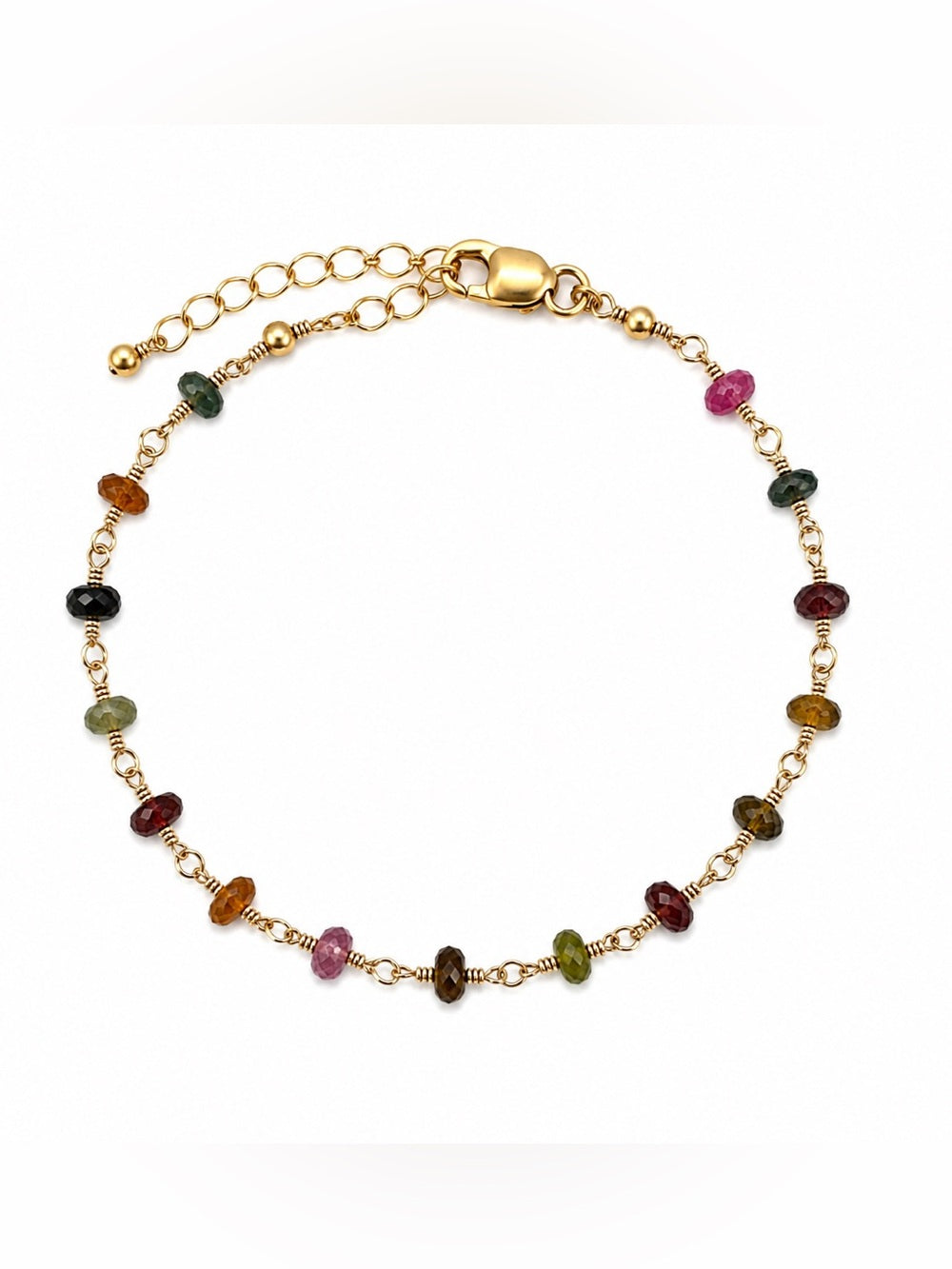 Handmade Rainbow Tourmaline Gold Bracelet