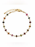 Handmade Rainbow Tourmaline Gold Bracelet
