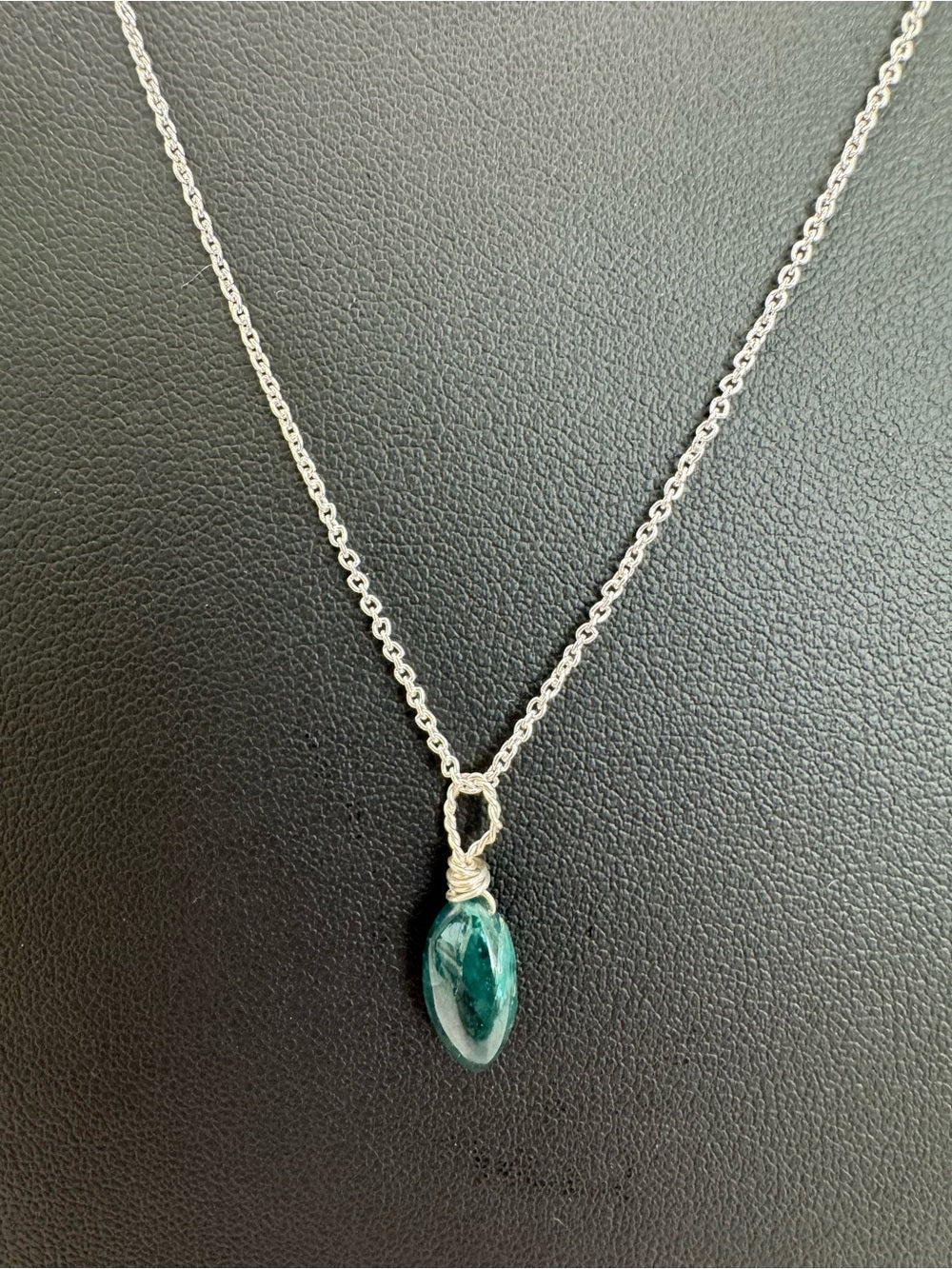 N0046 Grandidierite Marquise Chain Necklace