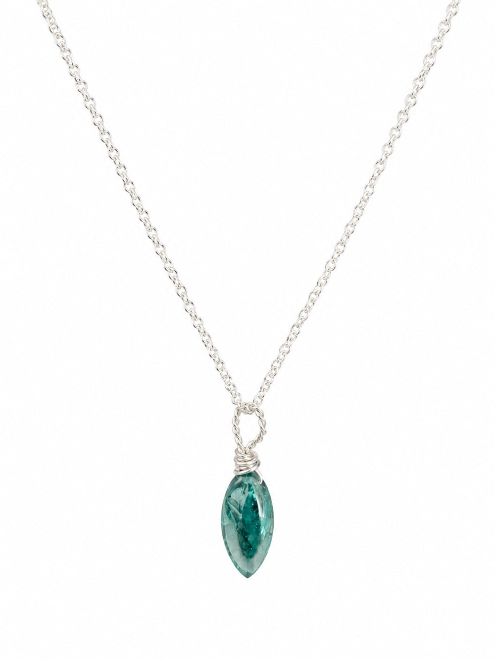N0046 Grandidierite Marquise Chain Necklace