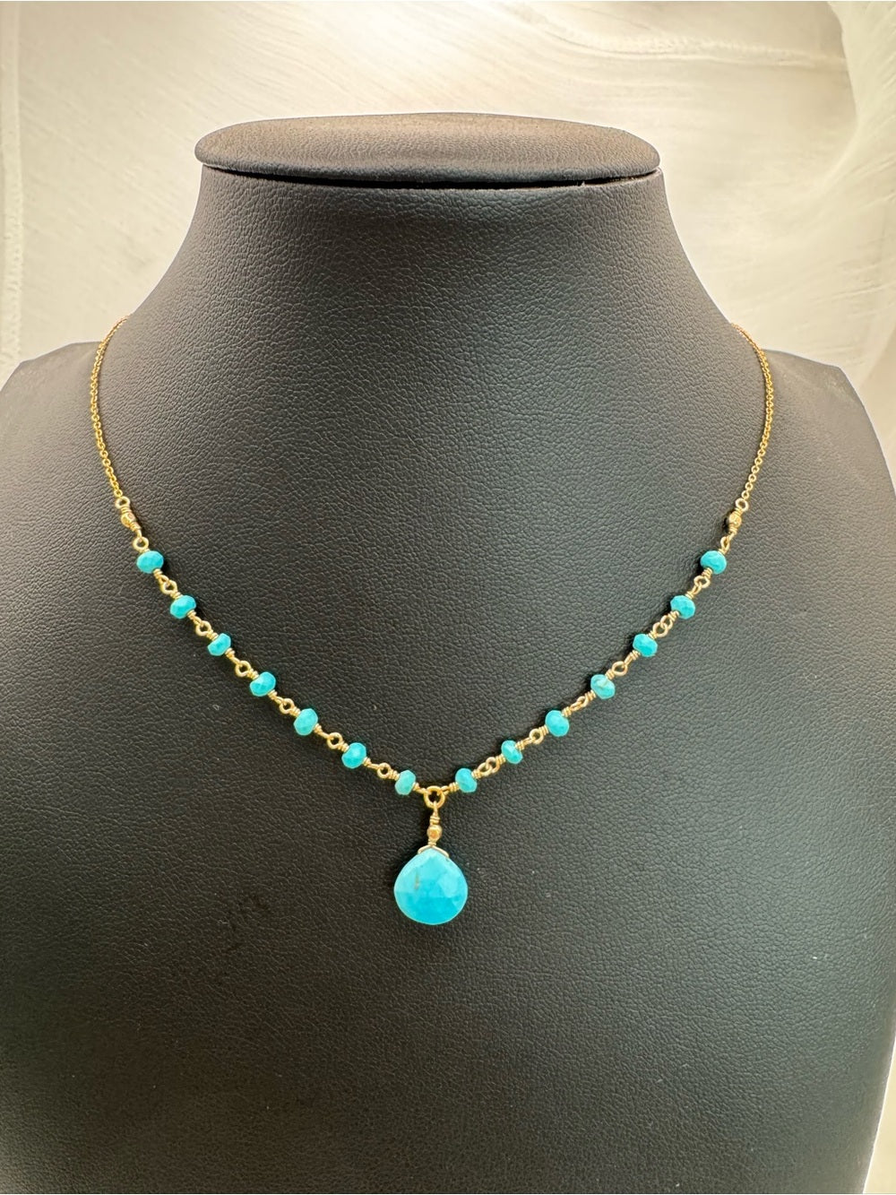 Turquoise Gold Filled Drop Necklace
