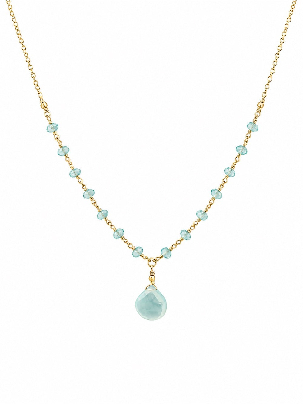 Aquamarine Gold Filled Drop Necklace