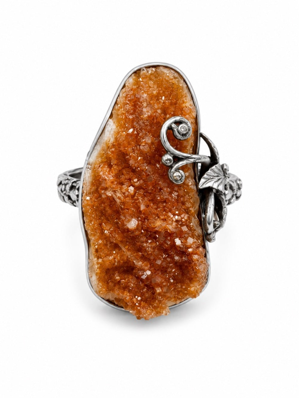 Orange Druzy Quartz Turtle Ring