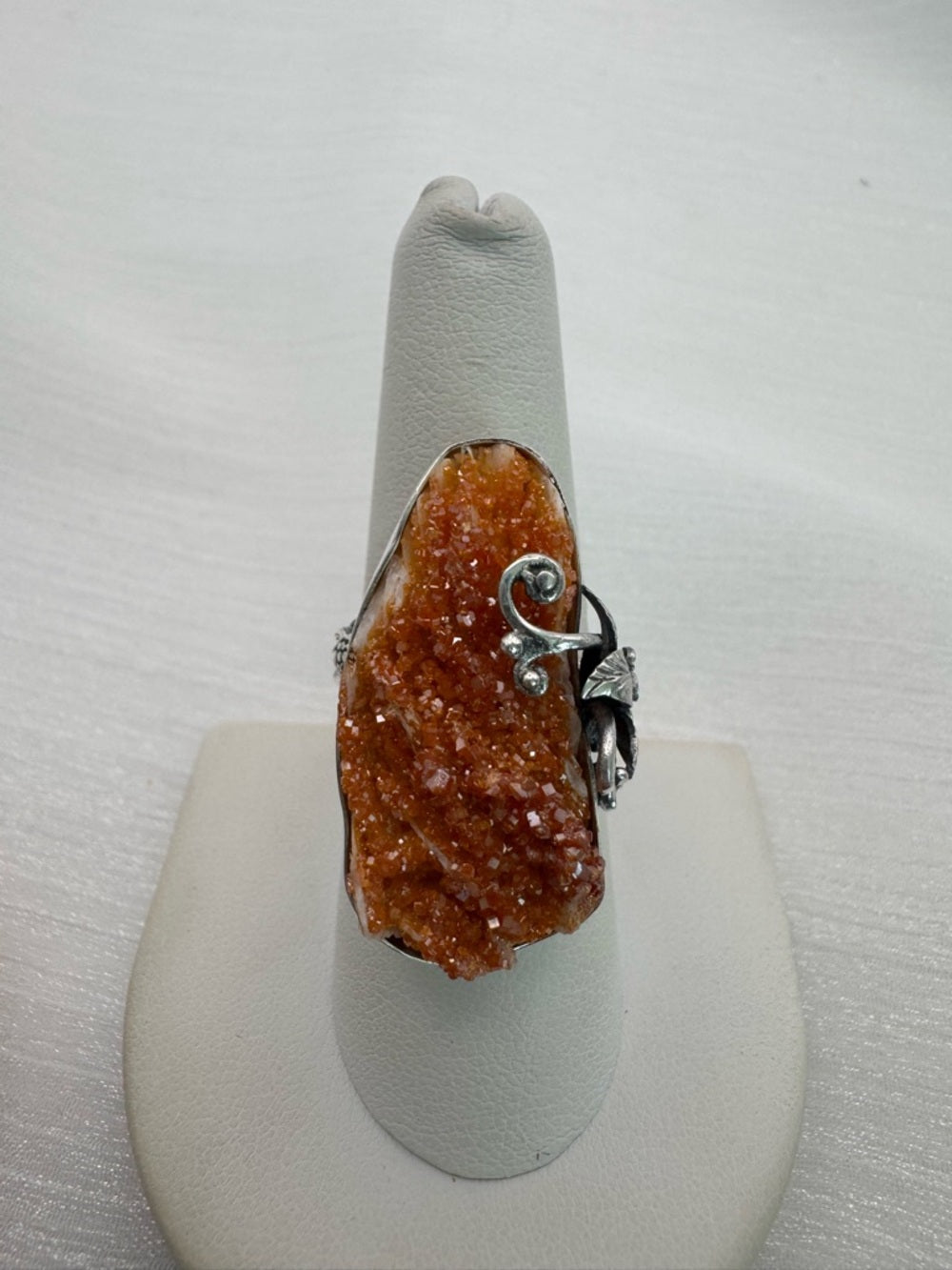 Orange Druzy Quartz Turtle Ring