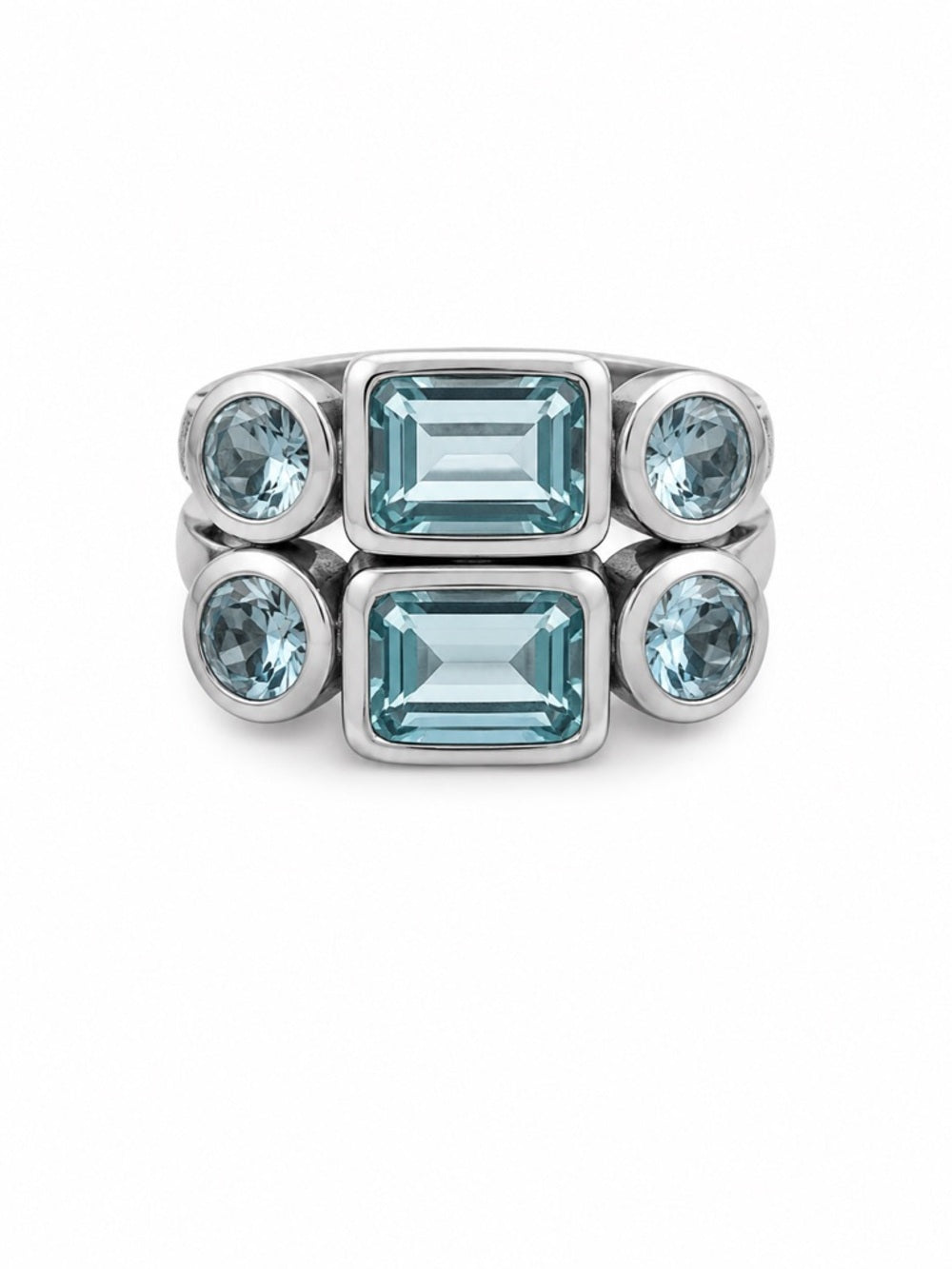 Blue Topaz Double Row Ring