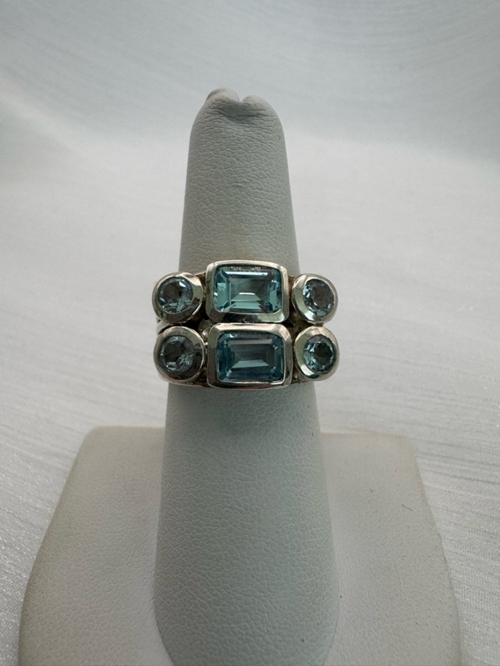 Blue Topaz Double Row Ring