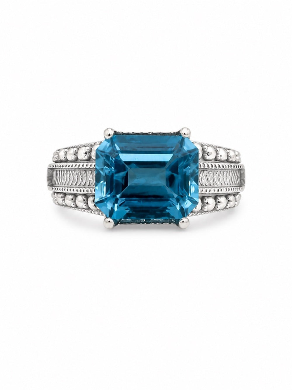 Blue Topaz and Marcasite Ring