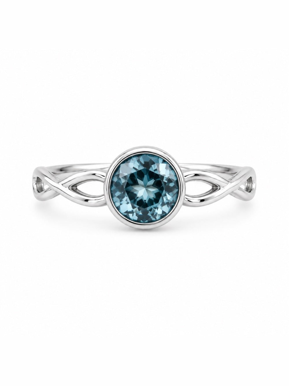 Blue Topaz Round Braided Band Ring