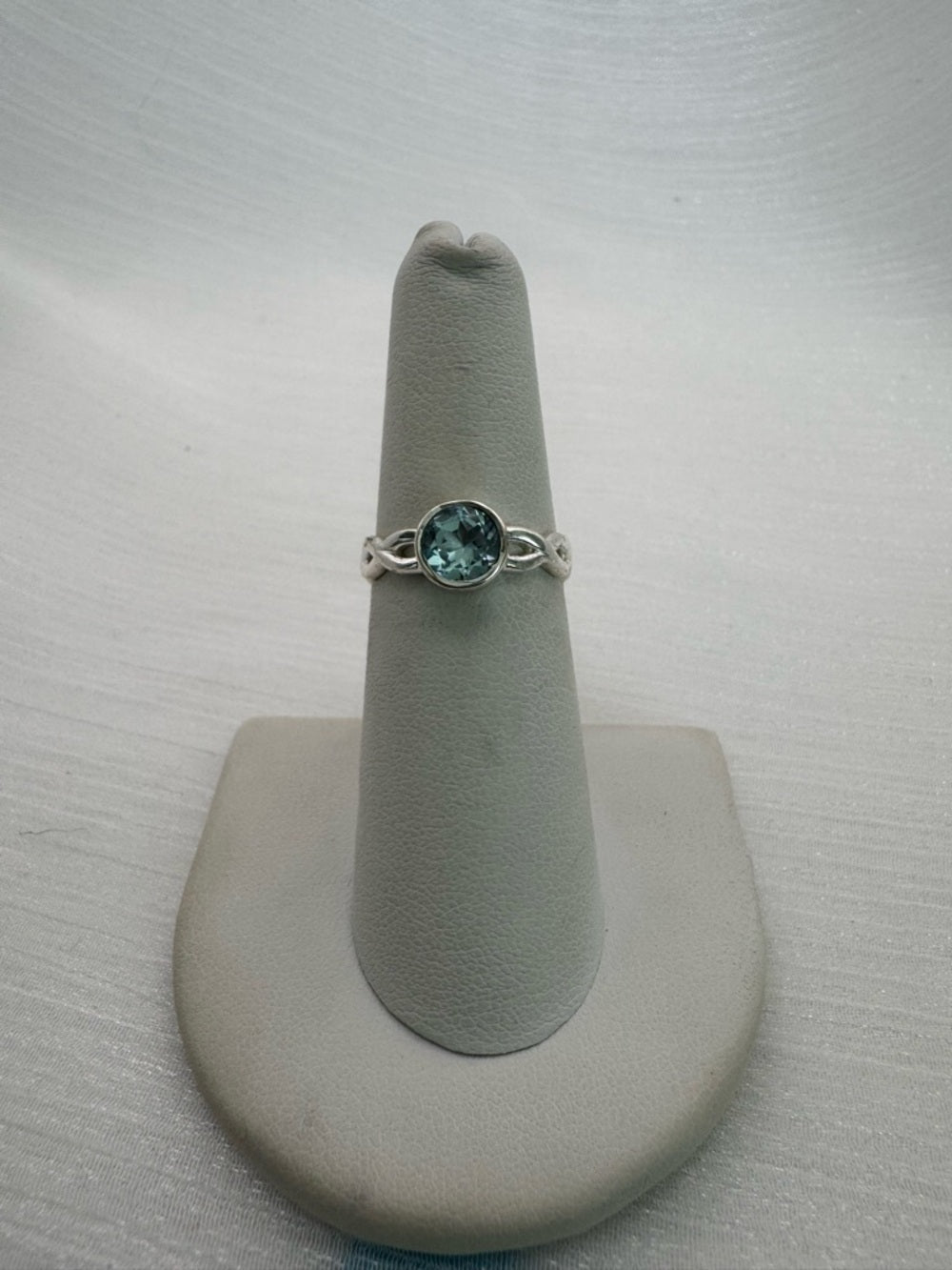 Blue Topaz Round Braided Band Ring