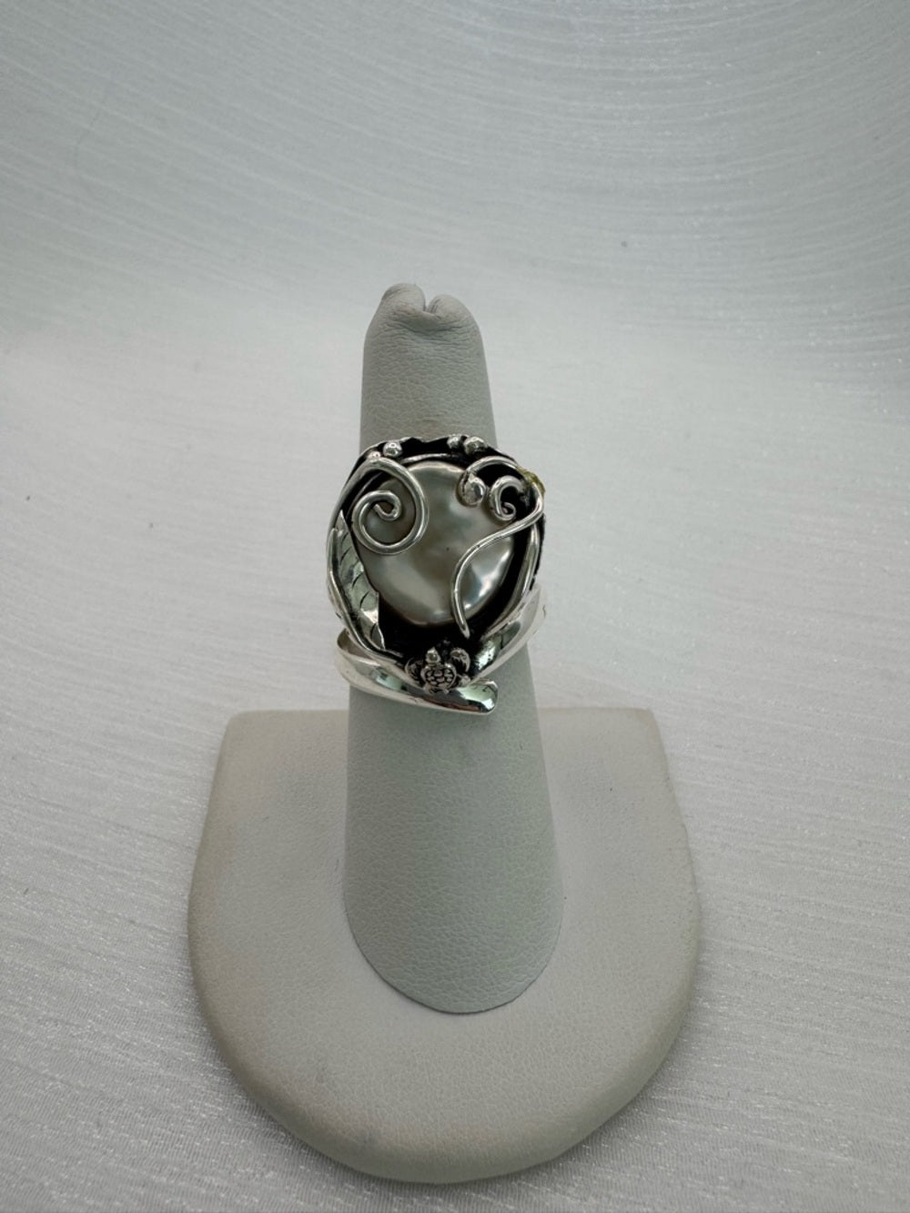 Handmade Pearl Turtle Ring