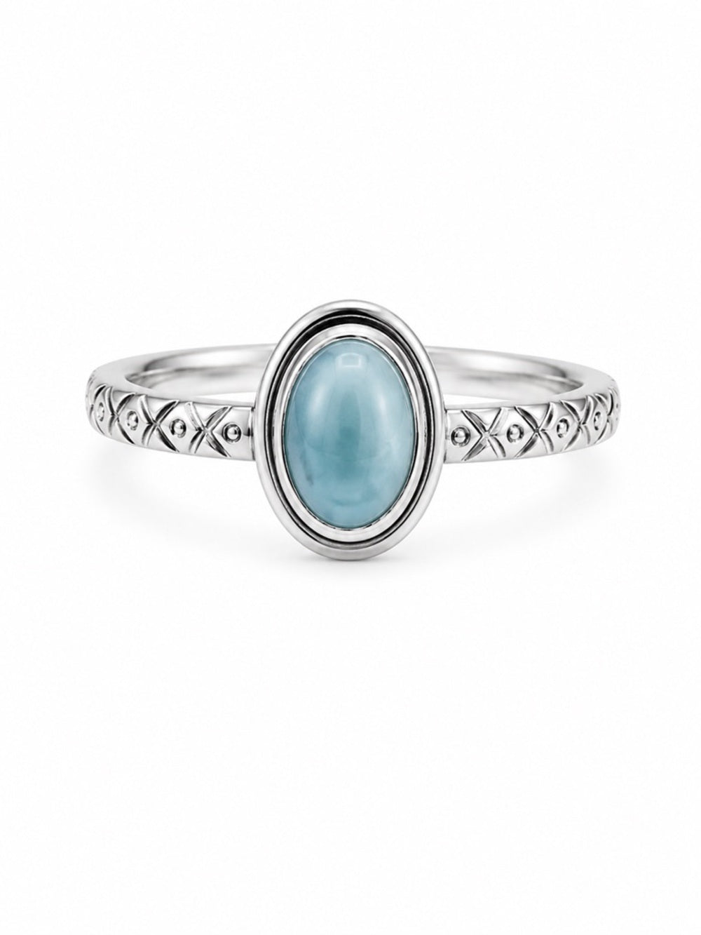 Larimar Oval Engraved Ring