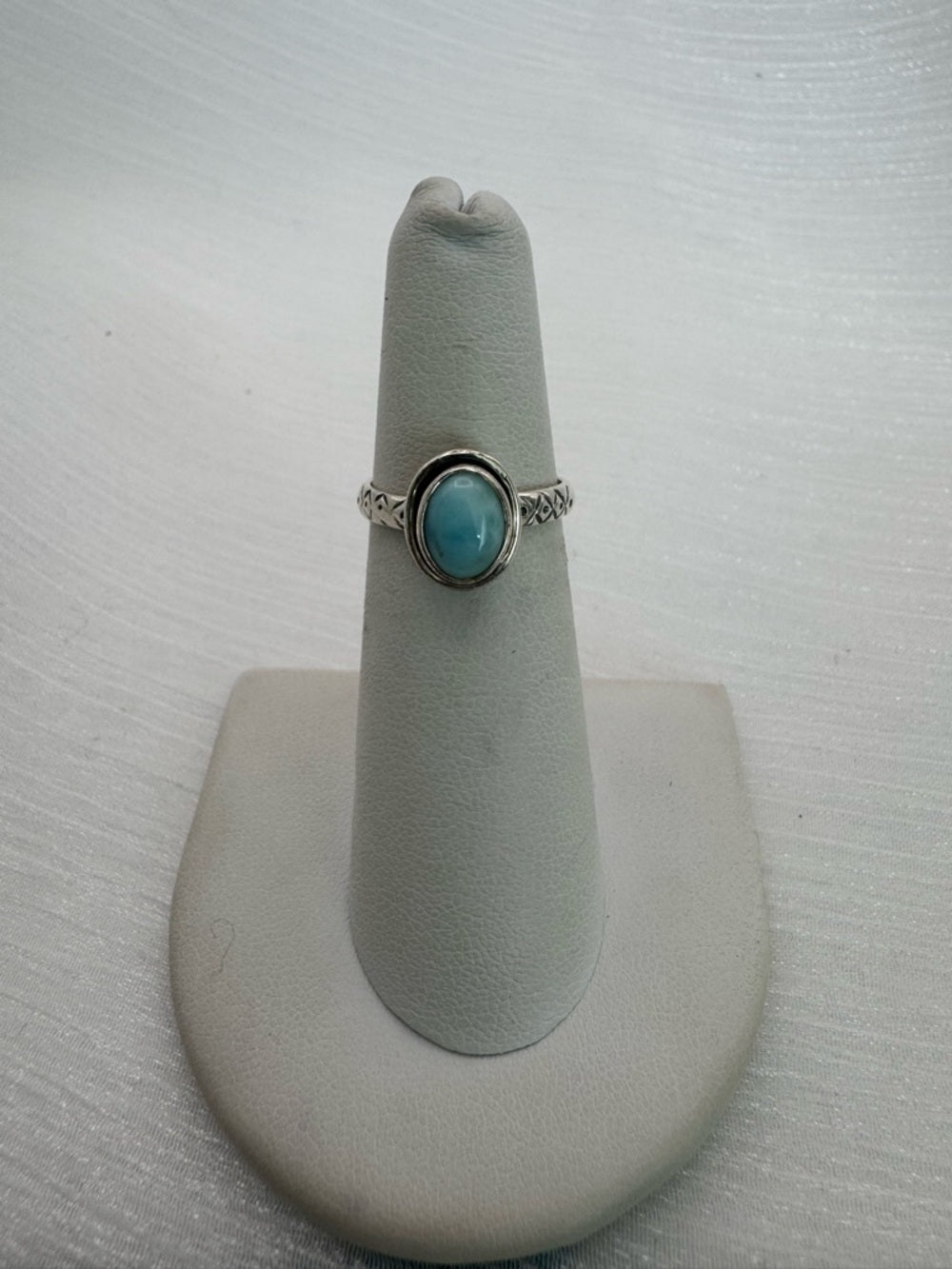 Larimar Oval Engraved Ring