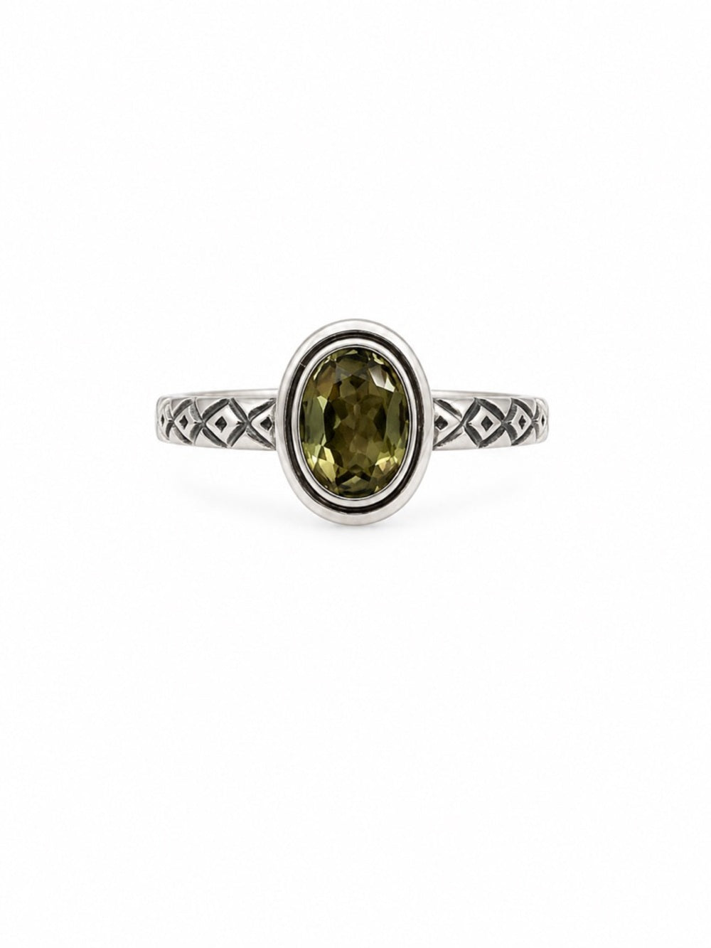 Lemon Quartz Oval Engraved Ring (S925)