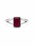 Ruby Emerald Cut Split Shank Ring