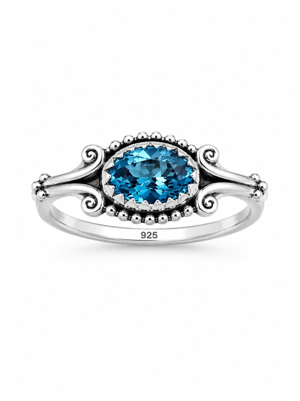 Blue Topaz East West Ring