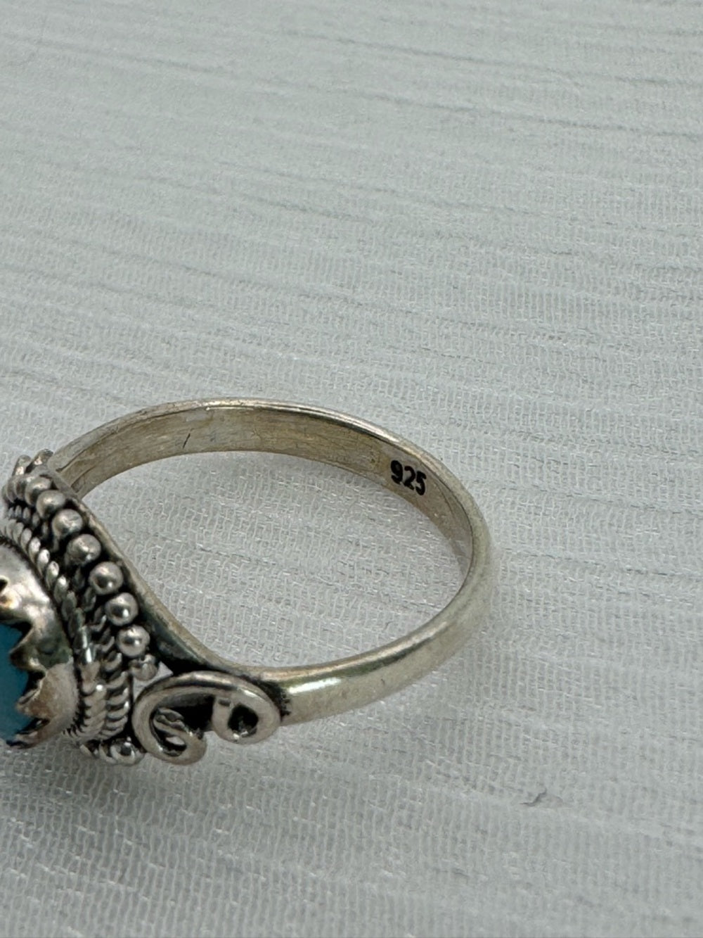 Blue Chalcedony Round Swirl Ring