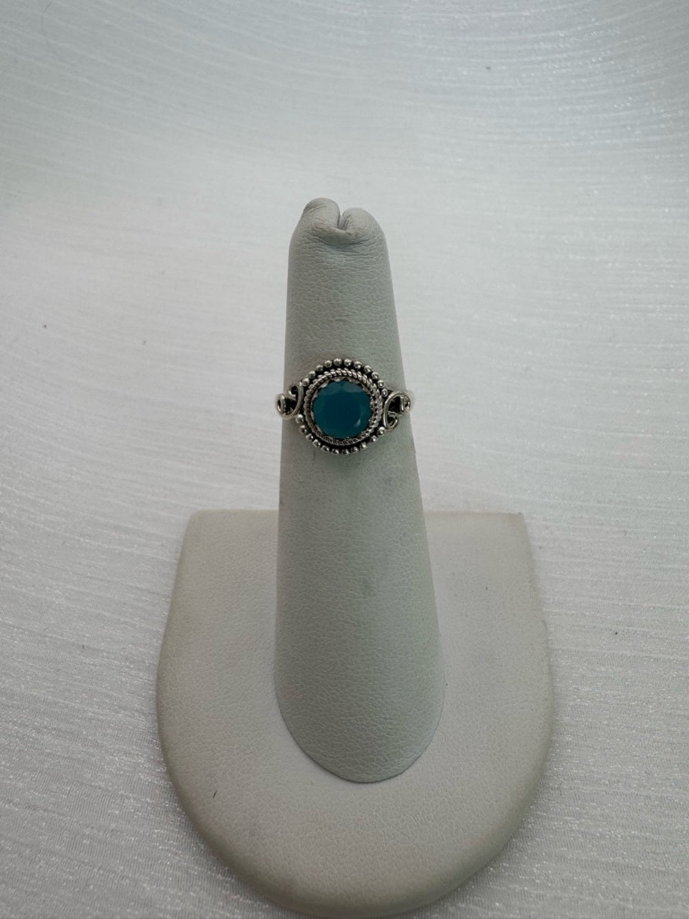 Blue Chalcedony Round Swirl Ring