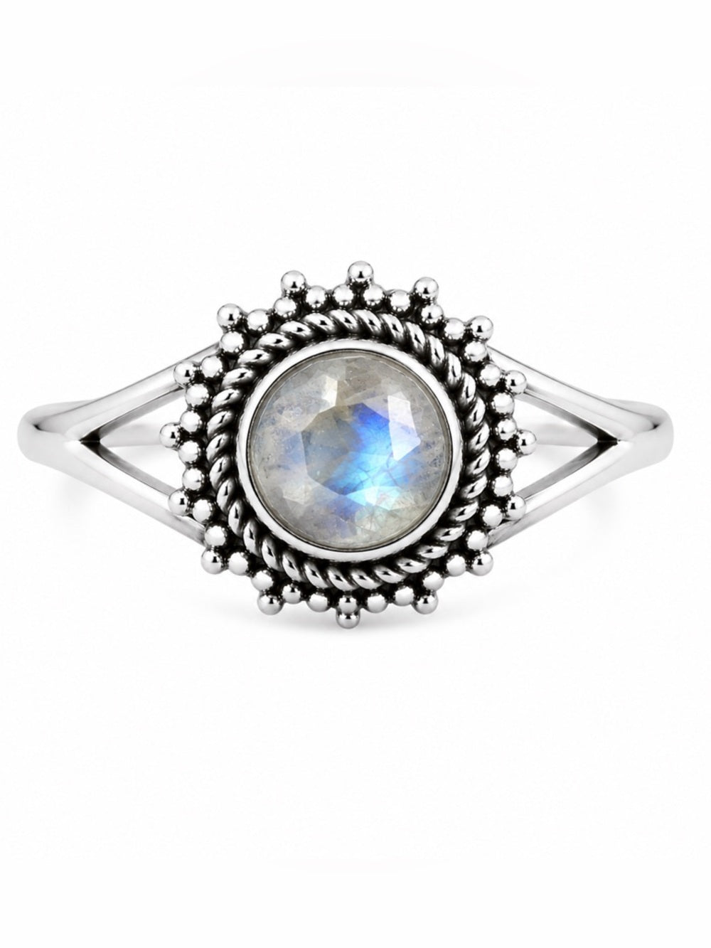 Faceted Moonstone Sun Ring