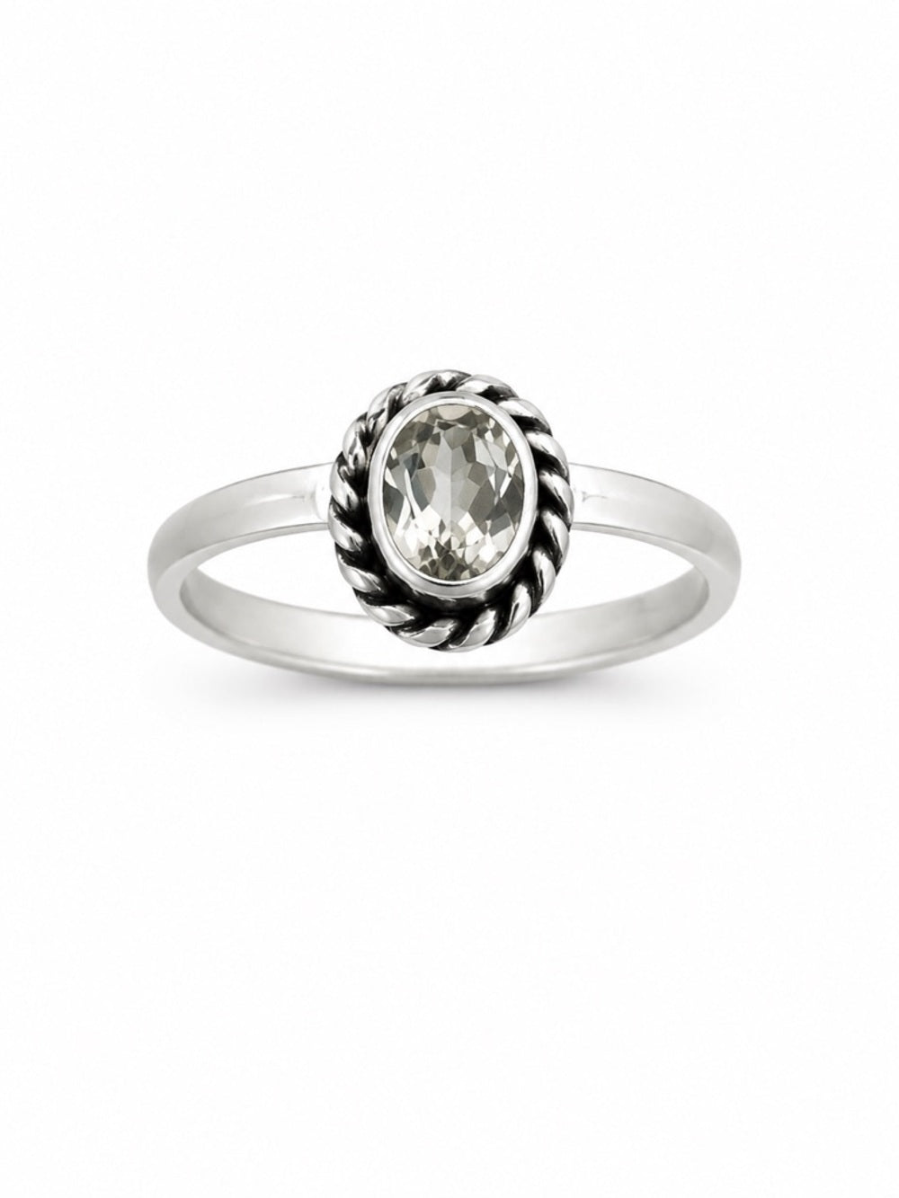Lemon Quartz Oval Braided Ring