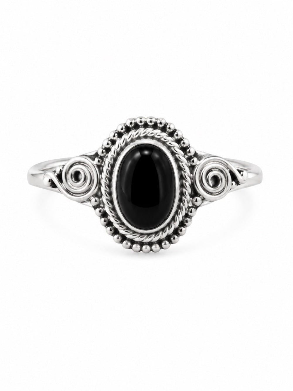 Black Onyx Oval Braided Ring