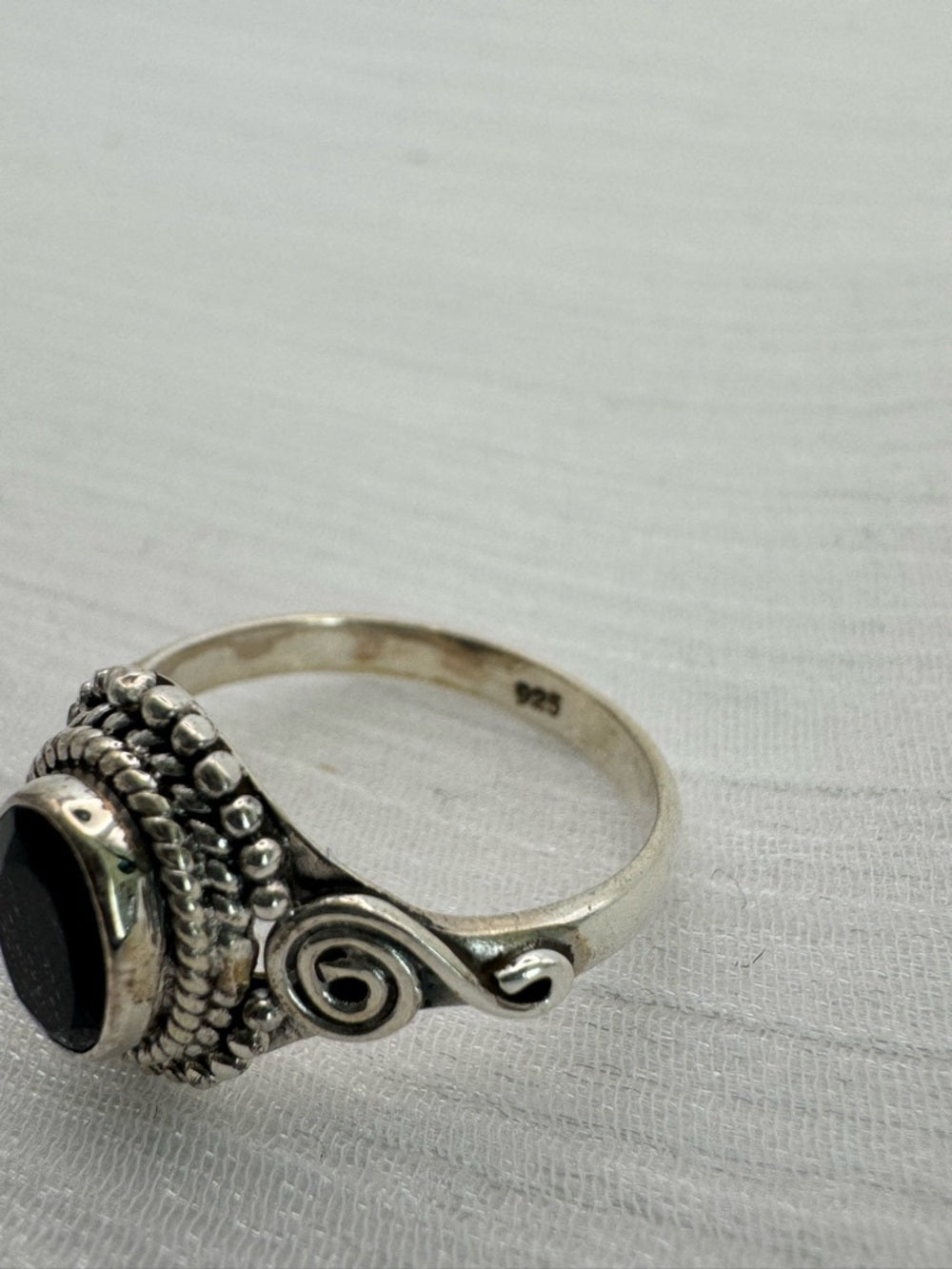 Black Onyx Oval Braided Ring