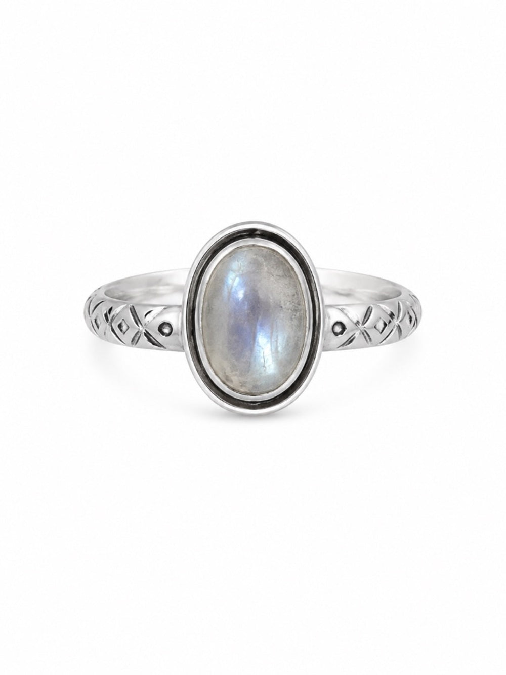 Moonstone Engraved Oval Ring