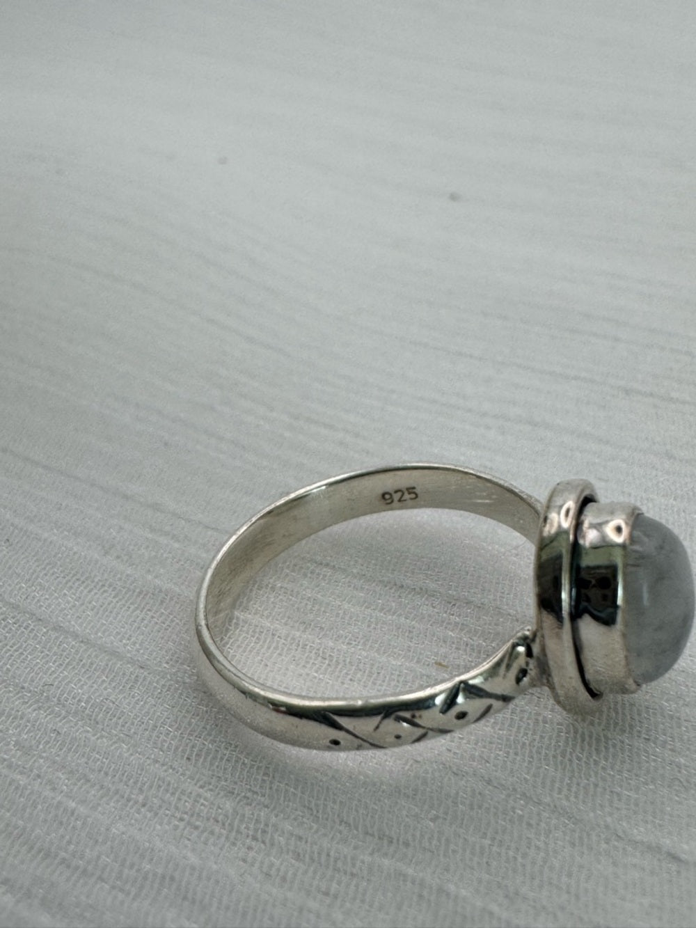 Moonstone Engraved Oval Ring