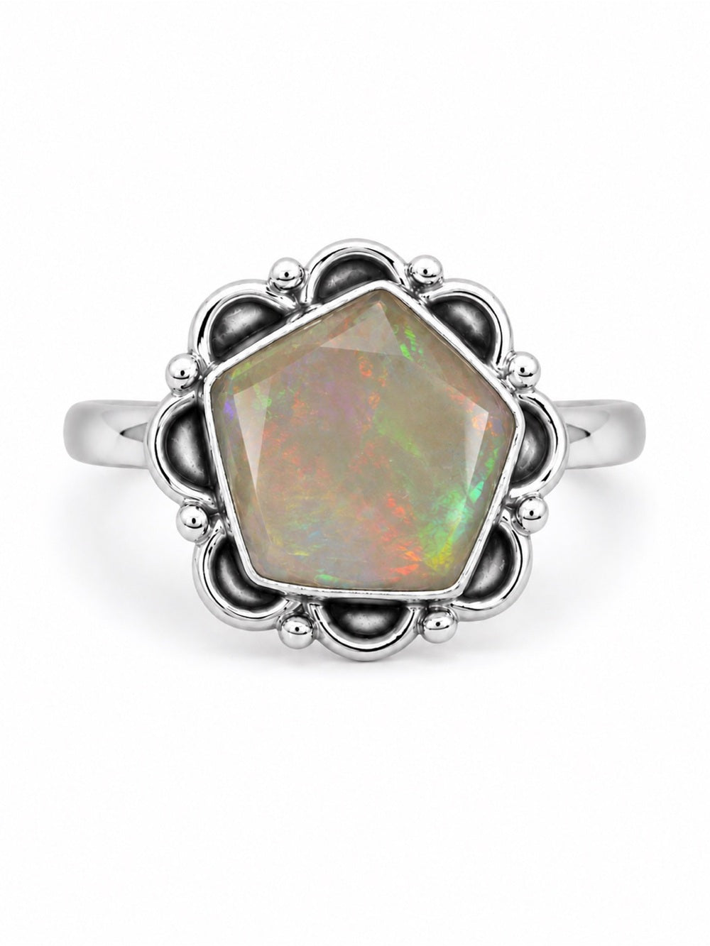 Ethiopian Opal Flower Ring