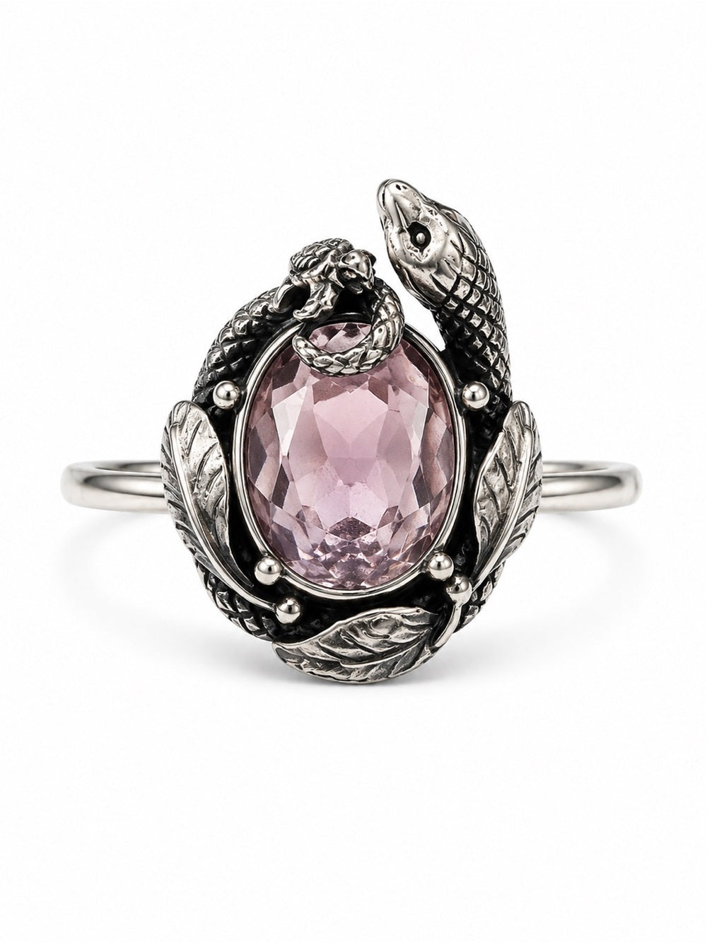 Pink Amethyst Snake & Turtle Ring