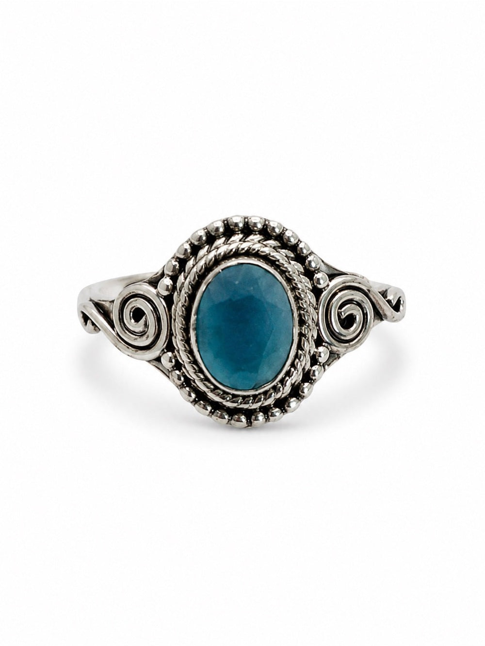 Blue Chalcedony Oval Braided Ring