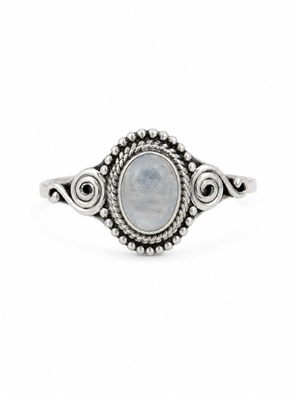 Rainbow Moonstone Oval Braided Ring