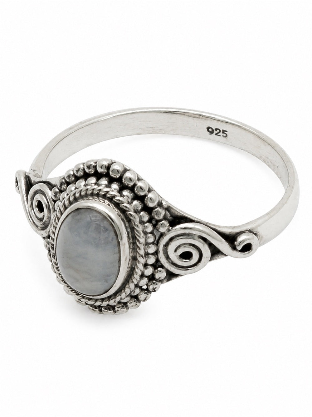 Rainbow Moonstone Oval Braided Ring