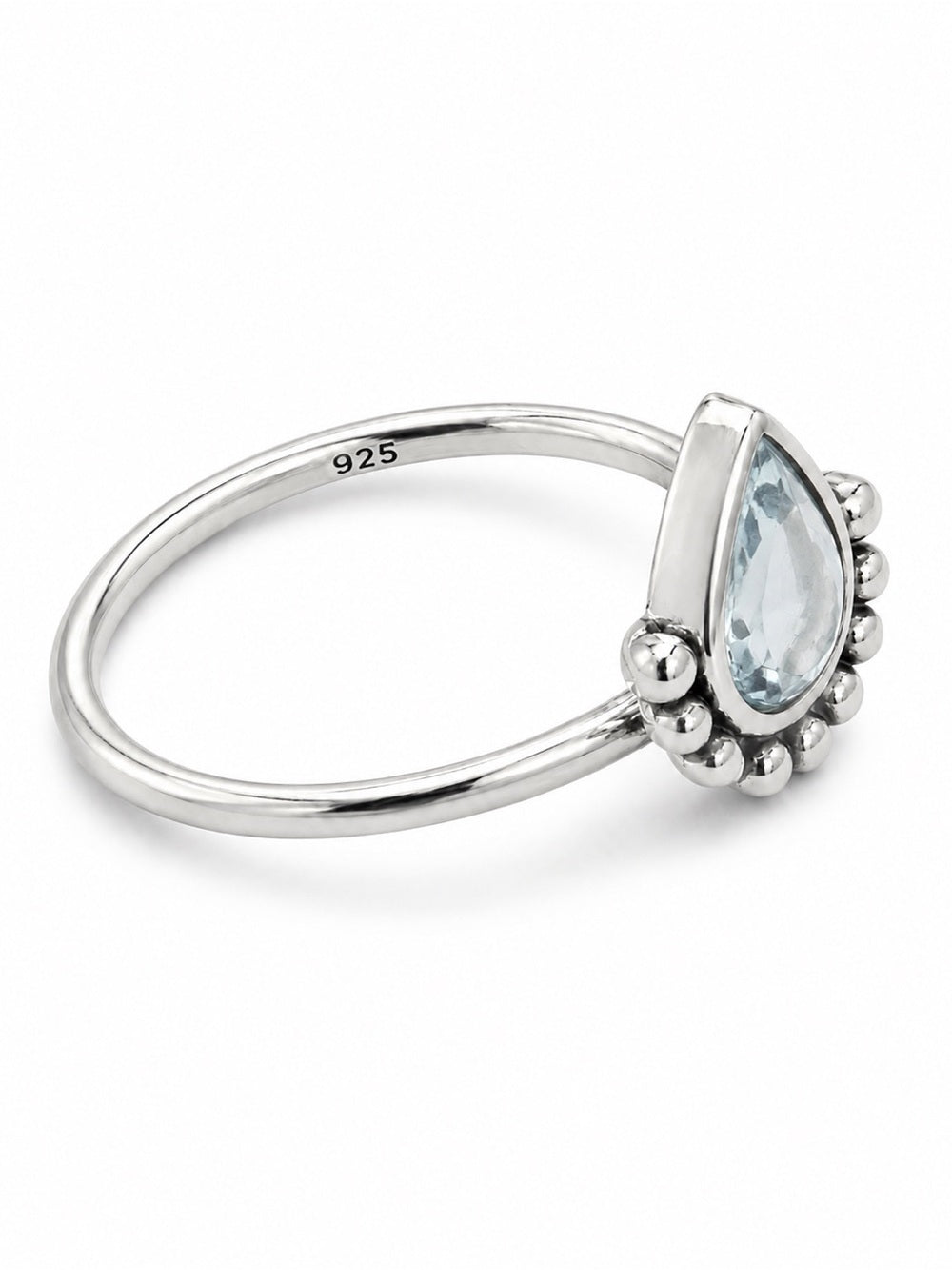 Swiss Blue Topaz Teardrop Bubble Ring