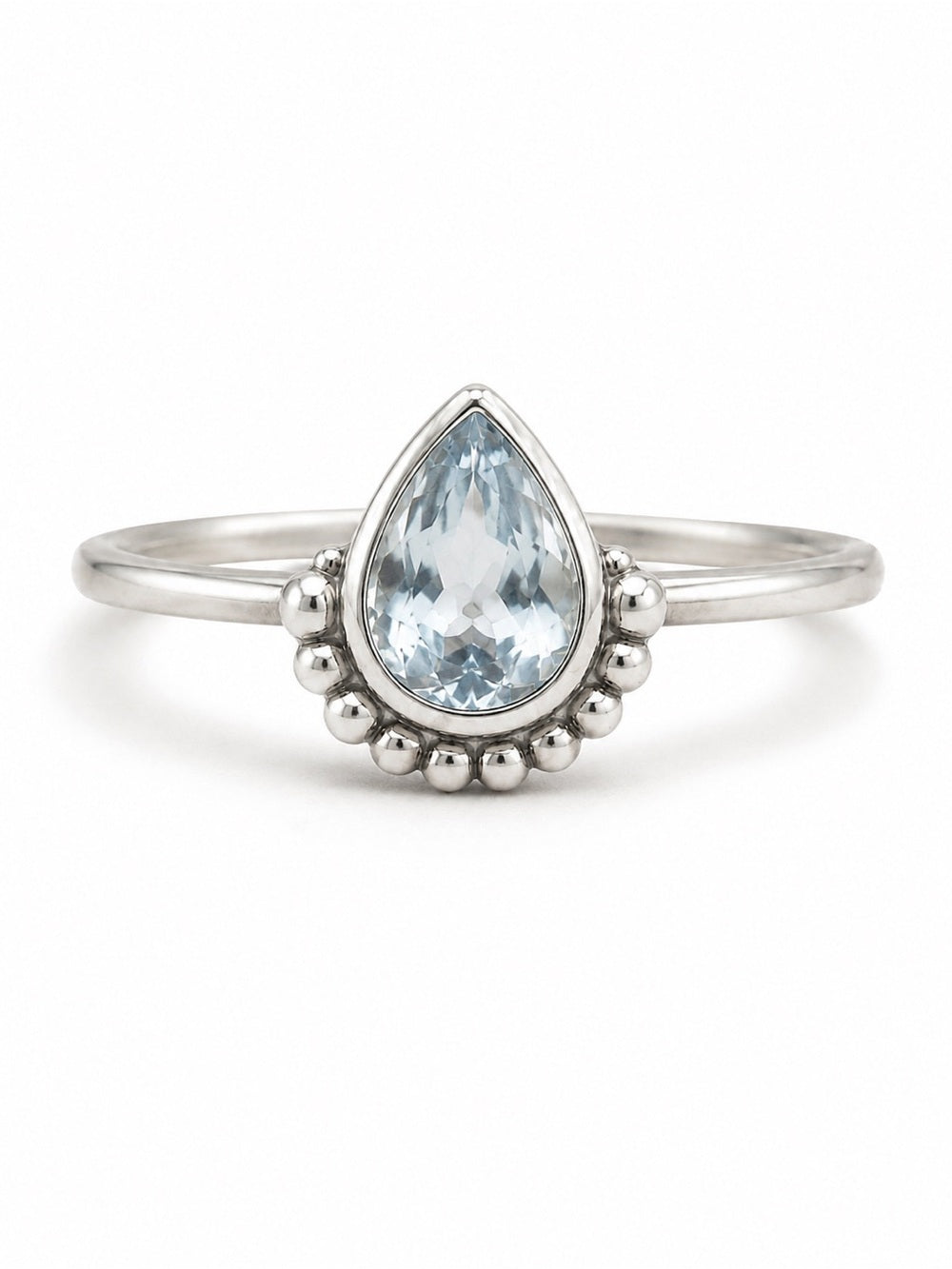 Swiss Blue Topaz Teardrop Bubble Ring