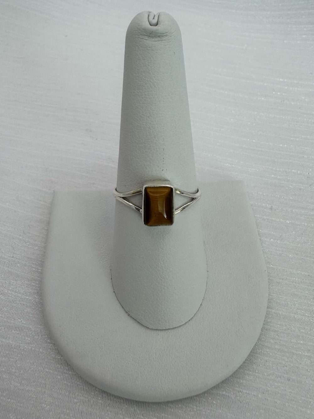 Emerald Cut Tiger's Eye Split Shank Ring