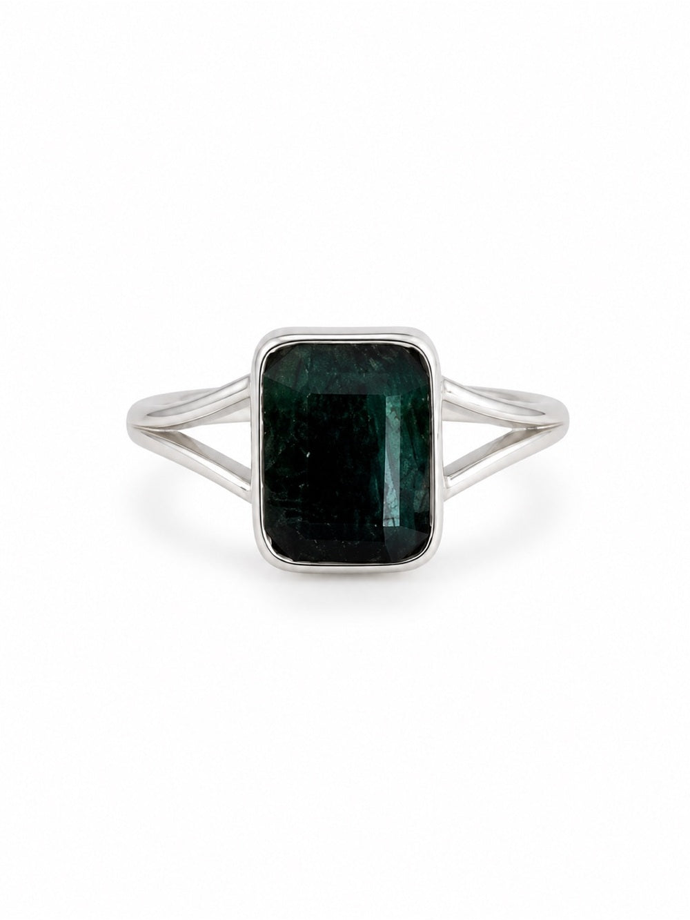 Emerald Split Shank Ring