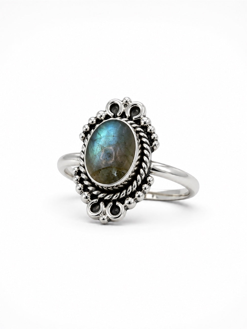 Labradorite Braided Portrait Ring