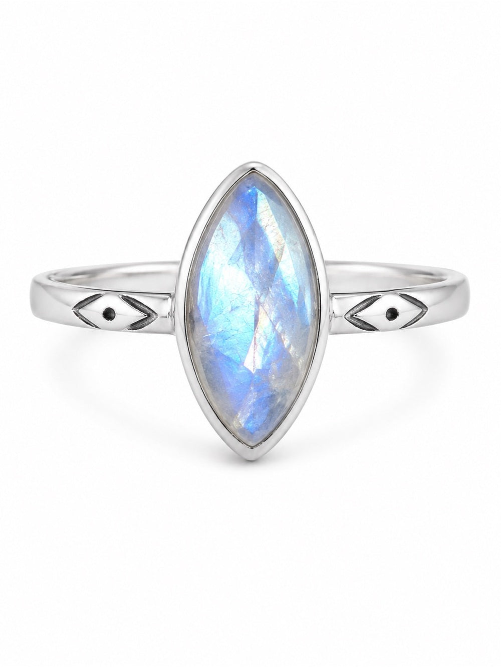 Moonstone Engraved Marquise Ring