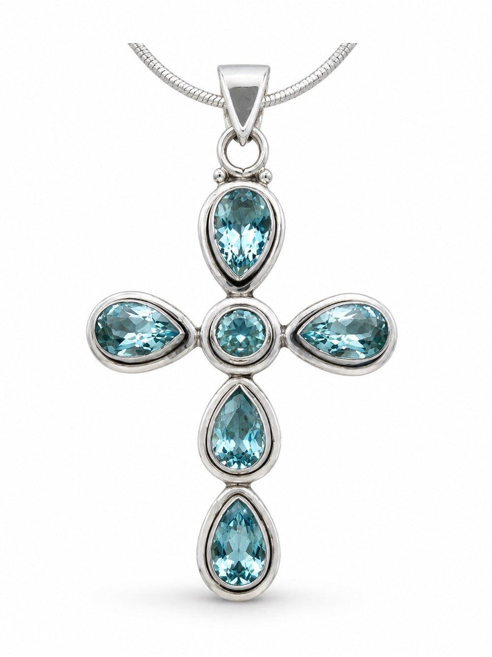 Swiss Blue Topaz Cross Pendant