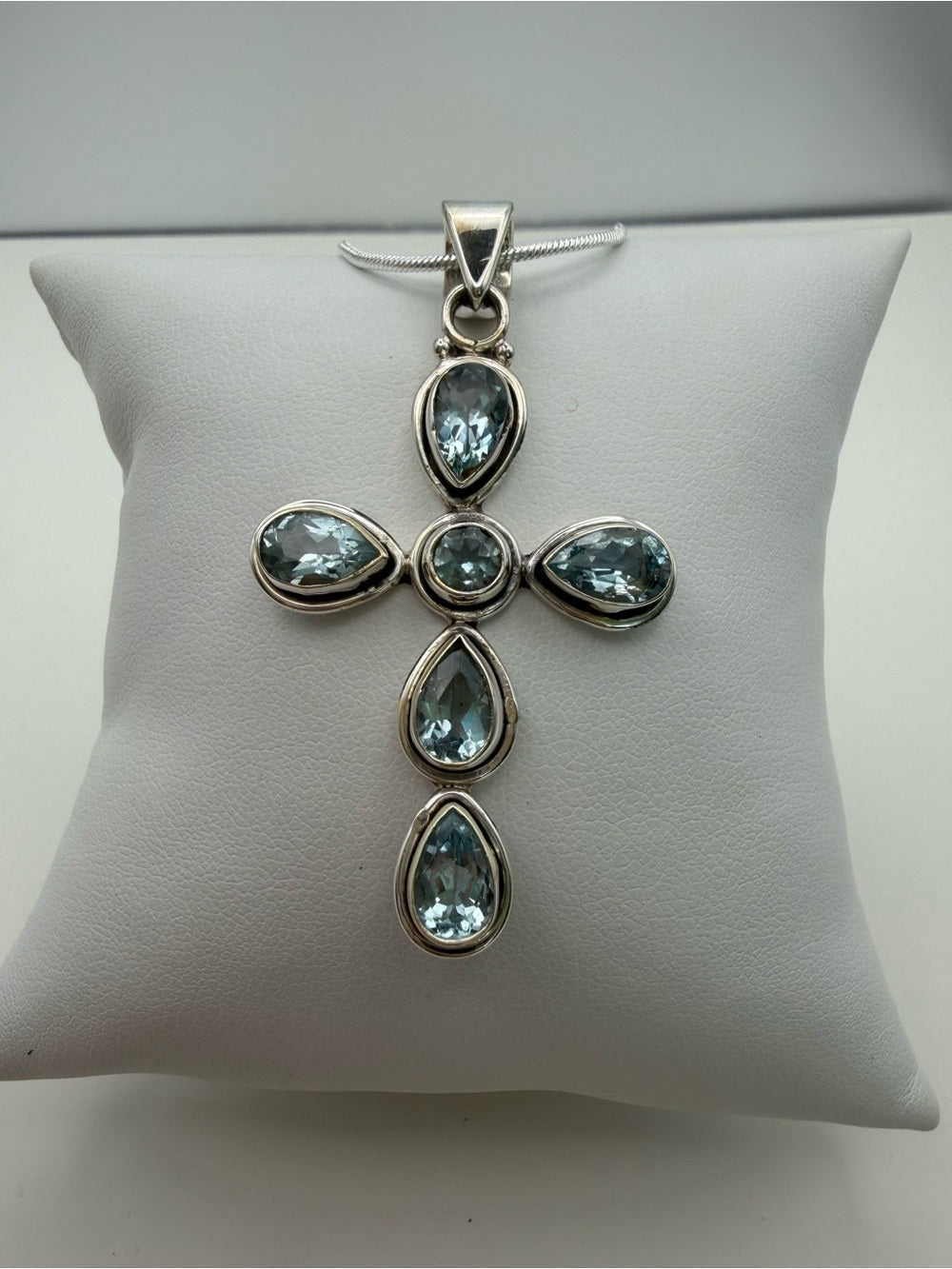 Swiss Blue Topaz Cross Pendant