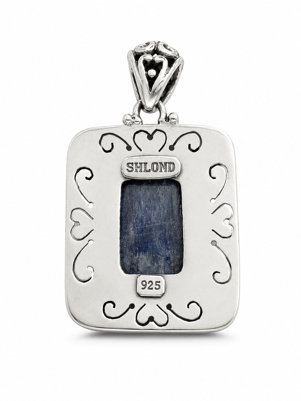 Kyanite Turtle Engraved Square Pendant