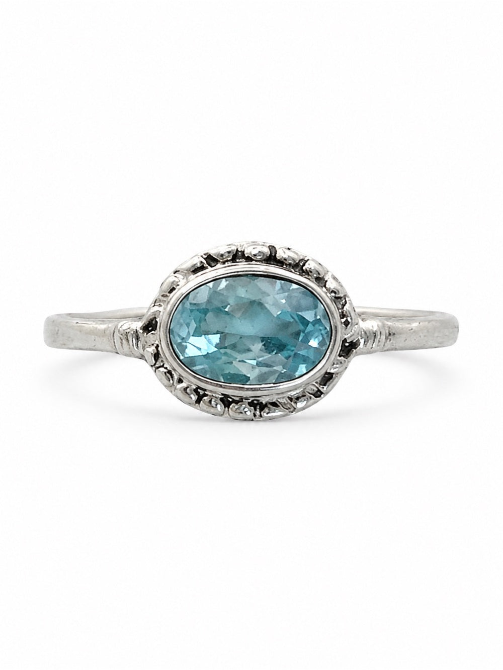 Swiss Blue Topaz East West Bubble Ring
