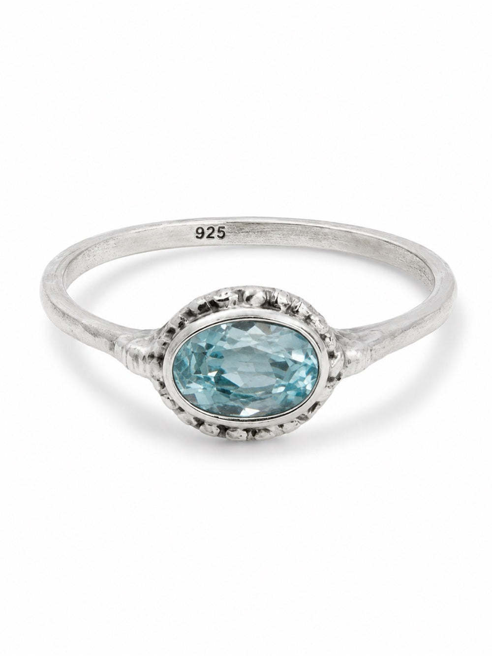 Swiss Blue Topaz East West Bubble Ring