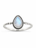 Rainbow Moonstone Teardrop Ring