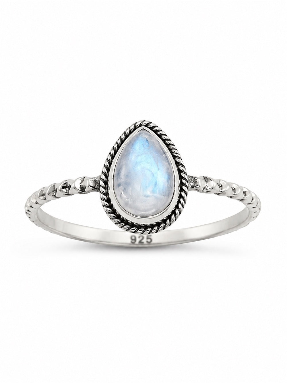 Rainbow Moonstone Teardrop Ring